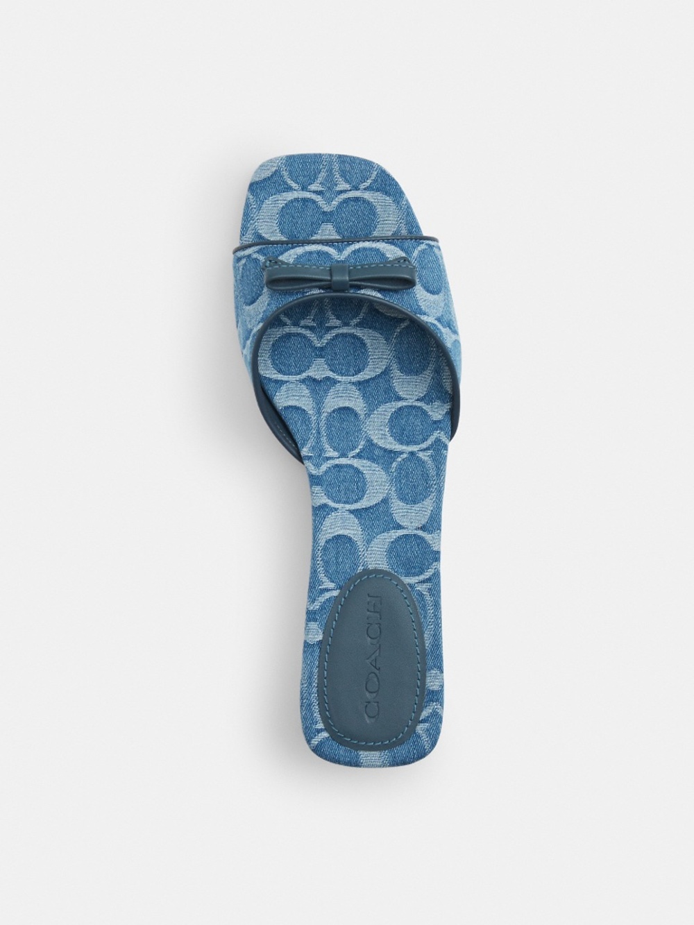 Coach Outlet Bow Kitten Heel Sandal In Signature Denim